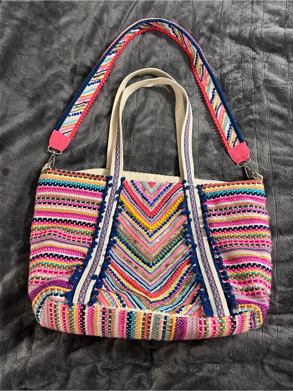 America & Beyond bohemian embellished tote - like new!